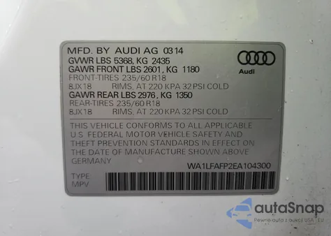 2014 Audi Q5 2.0T Premium из США, поврежденный, VIN WA1LFAFP2EA104300